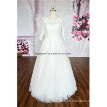 Middle Sleeve Floor Length New Style Lace Wedding Dress